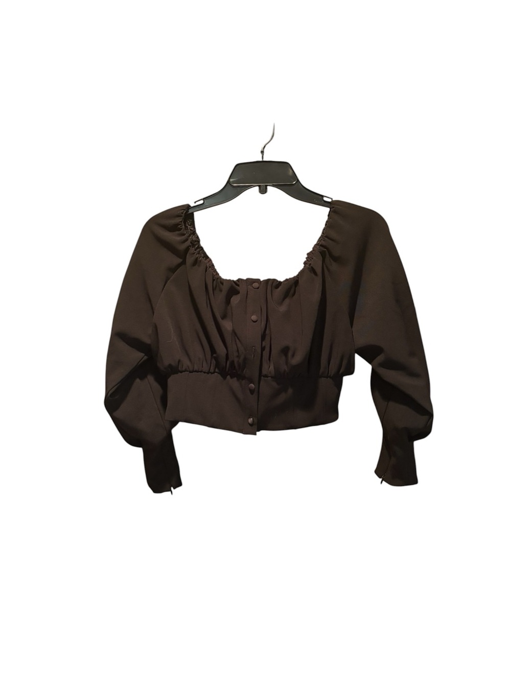 H:ours Square Neck Long Sleeve Crop Top Black Small